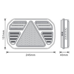 Belaidžio apšvietimo rinkinys LED, CANBUS, stačiakampis, 12V, Li-ion, magnetinis, 245x151x45mm, 13 kontaktų kištukas, dinaminis 