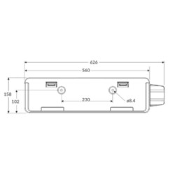 Valstybinio numerio laikiklis LED, plokštei 520x110mm, 12-24V, stačiakampis, click connect sistema (Jaeger) VLC2398