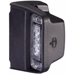 Valstybinio numerio apšvietimas LED, stačiakampis, 12V, skaidrus, užsukamas, 93x63x66,2 mm, ašmenų gnybtas, 4 šviesos diodai, He