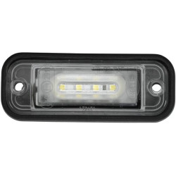 Valstybinio numerio apšvietimas LED, stačiakampis, 12V, baltas, užsukamas, 82,7x111x326 mm, ašmenų gnybtų įvorė, 4 šviesos dioda
