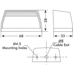 Valstybinio numerio apšvietimas 5W, stačiakampis, 12/24V, skaidrus, užsukamas, 36x36mm, Britax TOR2490