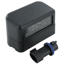 Stačiakampio numerio ženklo apšvietimas, juodas, prisukamas, 80x49 mm AMP kištukas, Cobo 02924000