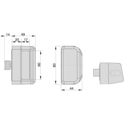 Stačiakampio numerio ženklo apšvietimas, juodas, prisukamas, 80x49 mm AMP kištukas, Cobo 02924000