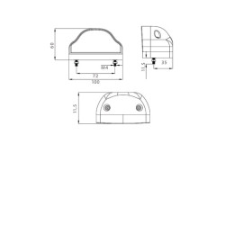 Valstybinio numerio apšvietimas LED, stačiakampis, 24V, skaidrus, užsukamas, 100x60mm, Regpoint I by Aspöck 363604007
