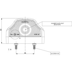 Valstybinio numerio apšvietimas 5W, stačiakampis, 12/24V, baltas, 97x62x61,8mm, gopart LA46001