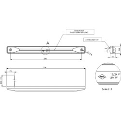 Vidaus šviesos diodas, 4,50 W, 120 lm, stačiakampis, 12/24 V, baltas, 254x18x23,8 mm, 9 LED, gopart LA50004