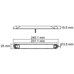 Vidinis šviesos diodas, 450 lm, stačiakampis, 12 V, baltas, užsukamas, 200x15,5x25 mm, 9 LED LA22785