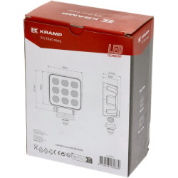 Darbinis šviesos diodas, 90 W, 6800 lm, kvadratinis, 12/24 V, baltas, 108x120,7x52,7 mm Deutsch kištukas, Flood, 18LED LA10833