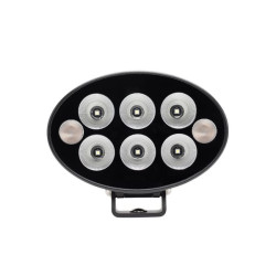 Darbinė lemputė + įspėjamoji lemputė oranžinė LED, 36W, 3500lm, ovali, 12/24V, 155x105x58mm, potvynis, 6+2LED, juoda serija LA10