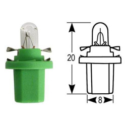 Skydinė lemputė 12v 2w Green Base VLX2509