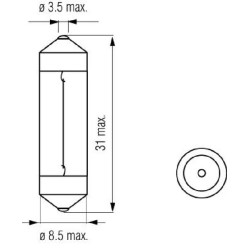 Lemputė 12V 3W SV6 Kramp B1245