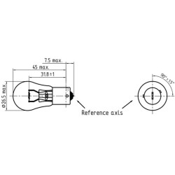 Lemputė 24V 21W BAU15s oranžinė Kramp B2431