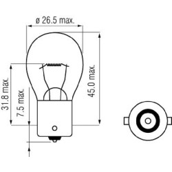 Lemputė S25 12V 18W BA15s Kramp B1228