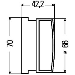Atšvaitas, Ø66/70mm, raudonas, A:42,2mm, prisukamas M4x12, Hella 8RA009001031