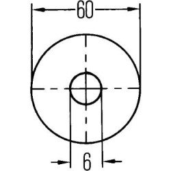 Atšvaitas, Ø60 mm, raudonas, su 6 mm skyle, E24 0030, Hella 8RA002014232