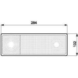 Šviesos lęšis, gintarinis/raudonas 284x102mm galinis/kairysis Waś 1400680715