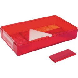 Šviesus objektyvas, raudonas/skaidrus/gintarinis, stačiakampis 235x135x35mm galinis/kairės Ajba LA62205