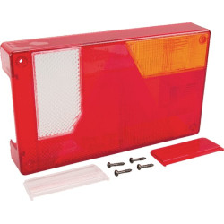 Šviesus objektyvas, raudonas/skaidrus/gintarinis, stačiakampis 235x135x35mm galinis/dešinė Ajba LA62204