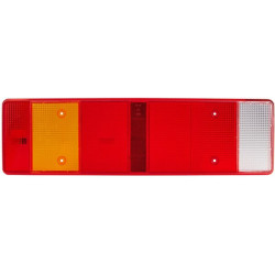 Šviesus objektyvas, raudonas/skaidrus/gintarinis, stačiakampis 468x134x30mm LH/RH/galinis Hella 9EL152889001