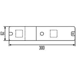 Šviesus objektyvas, gintaro/raudonas, stačiakampis 300x62x30mm LH/RH/galinis Hella 9EL997453001