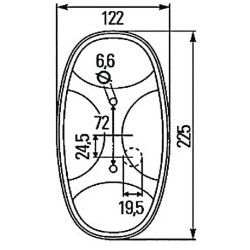 Šviesos lęšis, raudonas/skaidrus/gintarinis galinis/dešinysis Hella 9EL343142001