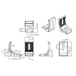 Galinio tvirtinimo kronšteino rinkinys, skirtas vienos eilės šviesos juostoms BRASG1