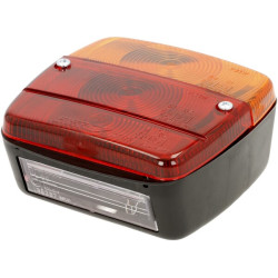 Galinis LH kvadratinis žibintas, 12/24V, raudonas/gintaras, užsukamas, 105x100x52mm LA11004