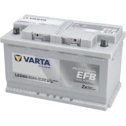 Baterija 12V 80Ah 800A LED80 VARTA Profesionalus dvigubos paskirties EFB 930080080