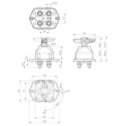 Didelis akumuliatoriaus pagrindinis jungiklis, dvigubas polius LA530110