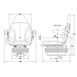 Sėdynės KAB 15P6 pneumatinė pakaba PVC SK203000