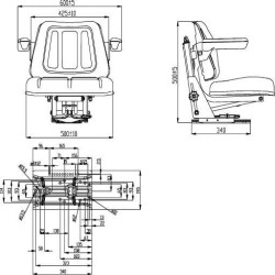PVC sėdynė, mechaniškai spyruoklinė TS15500KR