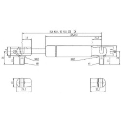 Case - IH CS105 Pro CA094412 Dujinis statramstis L205mm 800N Stabilus