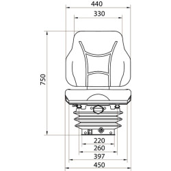 PVC sėdynė mechaniškai spyruoklinė TS43100KR