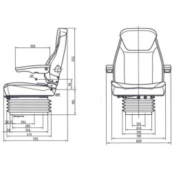 PVC sėdynė, mechaniškai spyruoklinė TS47000GP