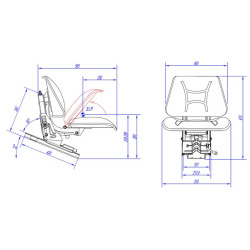 PVC sėdynė mechaniškai spyruoklinė TS16001KR