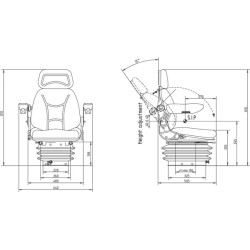 Medžiaginė sėdynė, pneumatinė spyruoklė TS50000KR