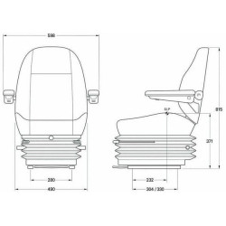 Kėdutė KAB 555 statybinei technikai, pneumatinės pakabos audinys SK164051