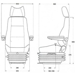 Kėdutė KAB 554 statybinei technikai, pneumatinės pakabos audinys SK164057