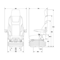 Sėdynės KAB 65K4 statybinėms mašinoms, pneumatinės pakabos audinys SK201669