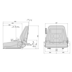 PVC sėdynė, su pakaba, buvimo jutiklis, 478 mm, plotis PVC SC40 Cobo SC1078062