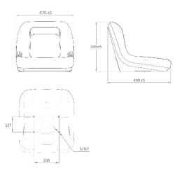 Sėdynės viršus juodas PVC TS19110KR