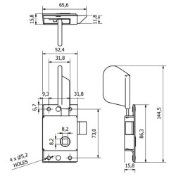 Durų spyna, kairėje 860001