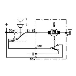 Valytuvo variklis 12V 95° velenas L:104mm Ø10mm CA503121013