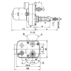 Valytuvo variklis 12V 95° velenas L:104mm Ø10mm CA503121013
