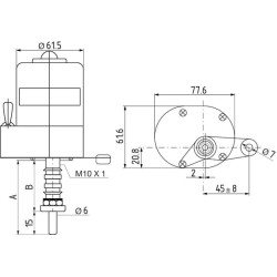 Valytuvo variklis 12V 85° velenas L:61mm Ø6mm CA503120040