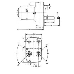Valytuvo variklis 12V 115° velenas L:57mm Ø8mm CA503121010