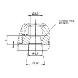 Valytuvo svirtis dviguba, 605 mm, kūginė, M8 1271267GAI4