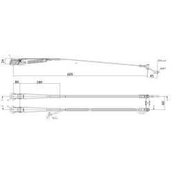 Valytuvo svirtis dviguba, 605 mm, kūginė, M8 1271267GAI4