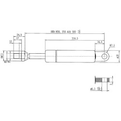 Dujinis statramstis L580mm 150N Stabilus CA052736