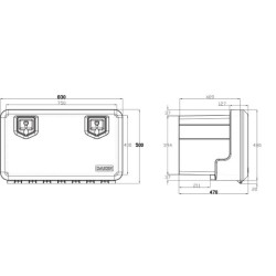 Įrankių dėžė 500x830x470mm, 120l talpa, juodas polipropilenas, Welvet 81006 by Daken V5050